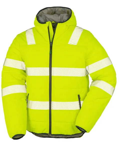  Recycled Ripstop Padded Safety Jacket - Result Genuine Recycled Fluorescent Yellow