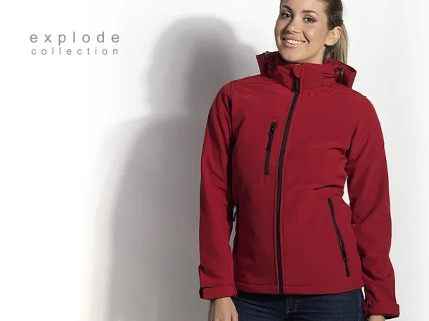 PROTECT WOMEN softshell hooded jacket for women - EXPLODE Red