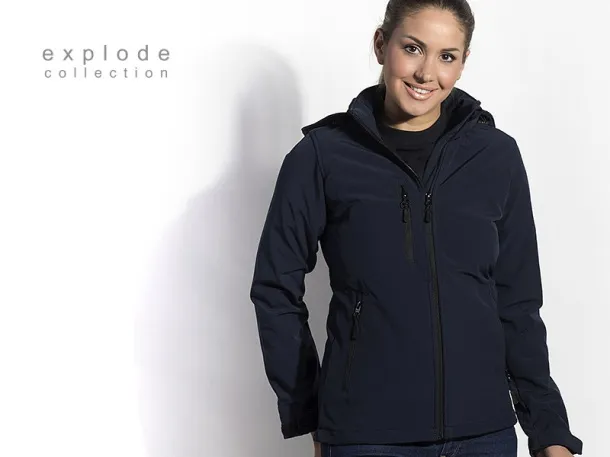 PROTECT WOMEN softshell hooded jacket for women - EXPLODE Blue