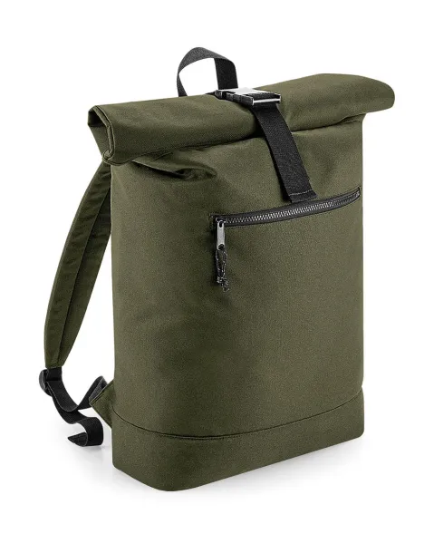  Recycled Roll-Top Backpack - Bagbase Military Green