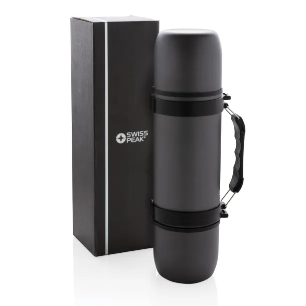  Swiss Peak vacuum flask with 2 cups - Swiss Peak Grey 