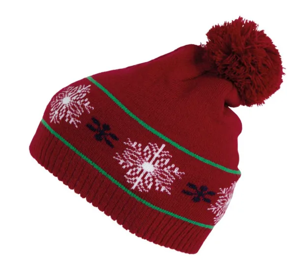  BEANIE WITH CHRISTMAS PATTERNS - K-UP Cherry Red