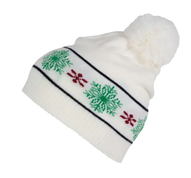  BEANIE WITH CHRISTMAS PATTERNS - K-UP Off White