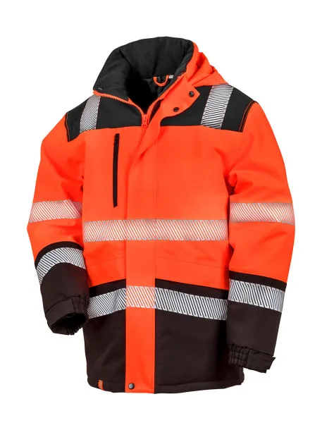  Printable Waterproof Softshell Safety Coat - Result Safe-Guard Fluorescent Orange Black