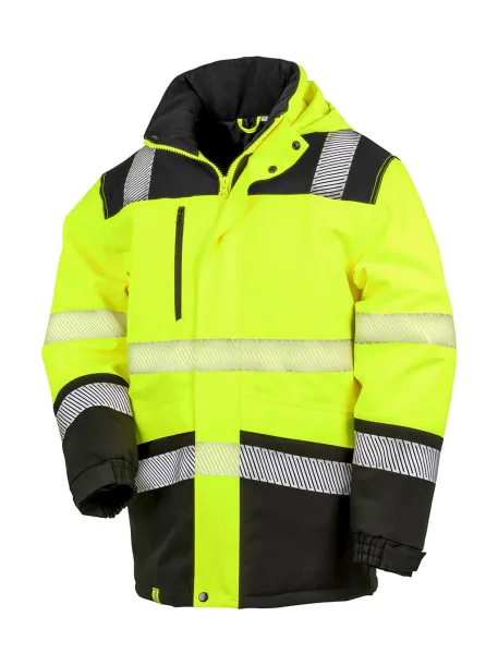  Printable Waterproof Softshell Safety Coat - Result Safe-Guard Fluorescent Yellow Black