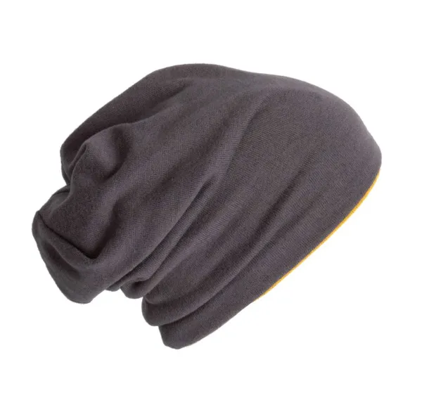  KNITTED BEANIE - K-UP Dark Grey Heather Gold