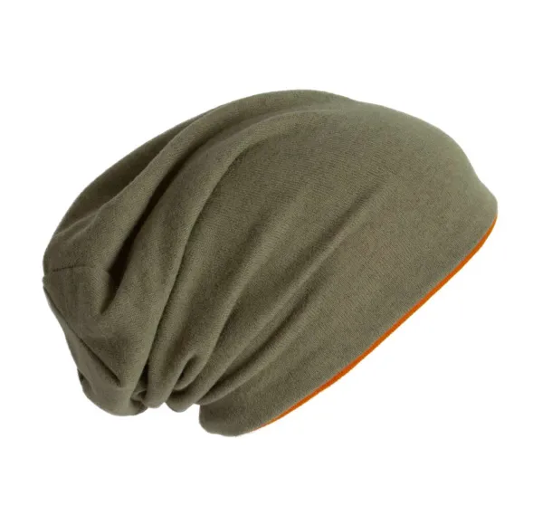  KNITTED BEANIE - K-UP Light Khaki Orange