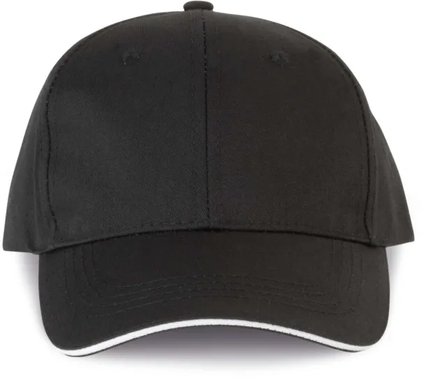  OEKOTEX CERTIFIED 6 PANELS CAP WITH SANDWICH PEAK - Designed To Work Black White