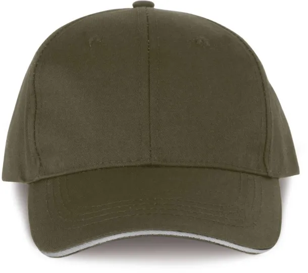  OEKOTEX CERTIFIED 6 PANELS CAP WITH SANDWICH PEAK - Designed To Work Green Olive Light Grey