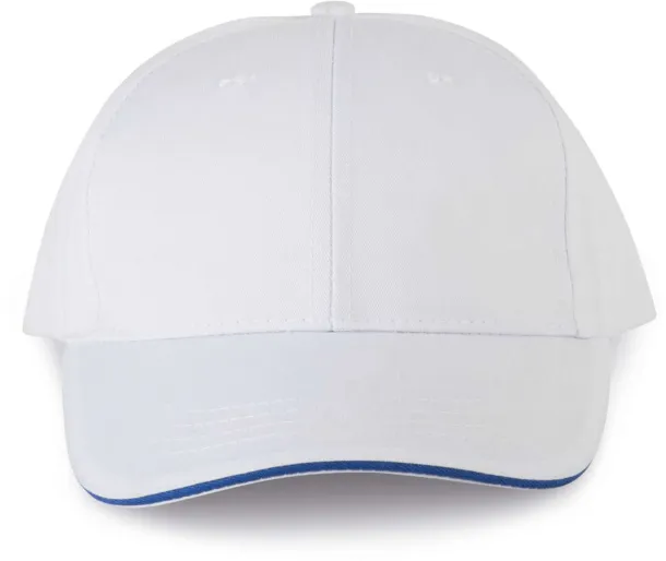  OEKOTEX CERTIFIED 6 PANELS CAP WITH SANDWICH PEAK - Designed To Work White Royal blue