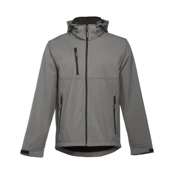 ZAGREB Men's softshell with removable hood Grey