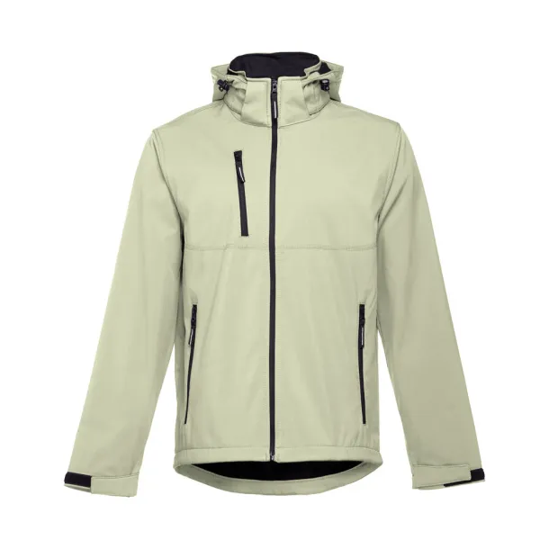 ZAGREB Men's softshell with removable hood Pastel green