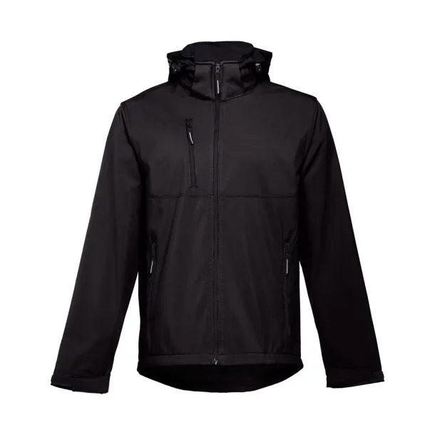 ZAGREB Men's softshell with removable hood Black