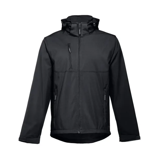 ZAGREB Men's softshell with removable hood Black