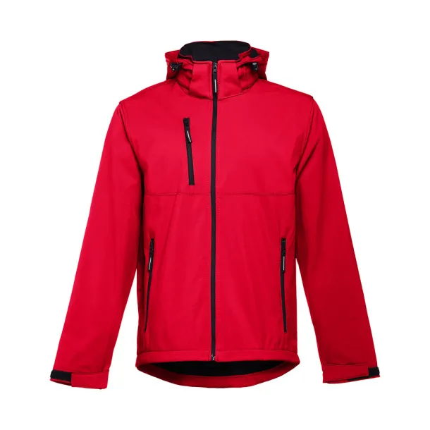 ZAGREB Men's softshell with removable hood Red