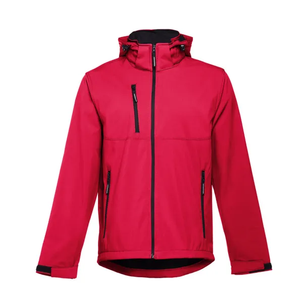 ZAGREB Men's softshell with removable hood Red