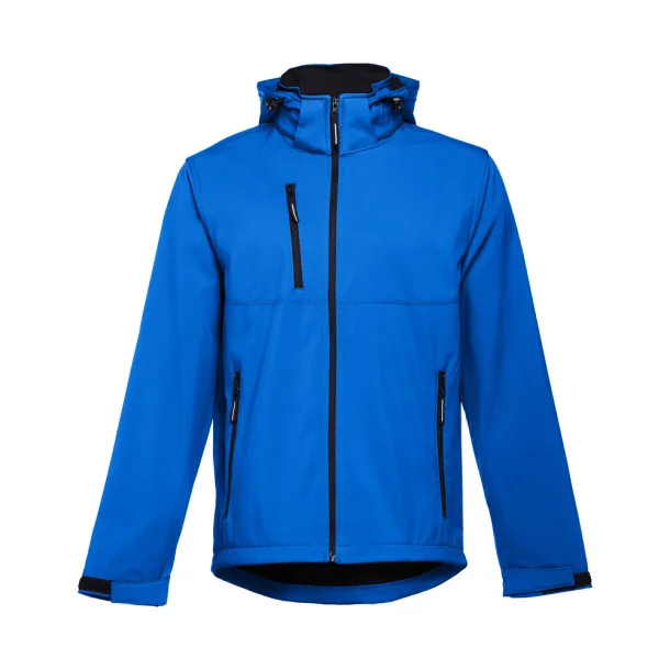 ZAGREB Men's softshell with removable hood Royal blue