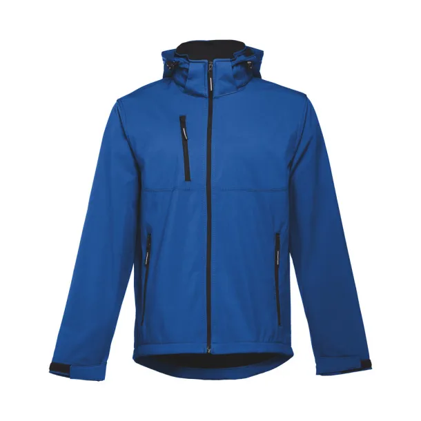 ZAGREB Men's softshell with removable hood Royal blue