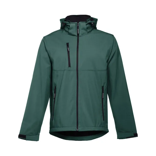 ZAGREB Men's softshell with removable hood Dark green