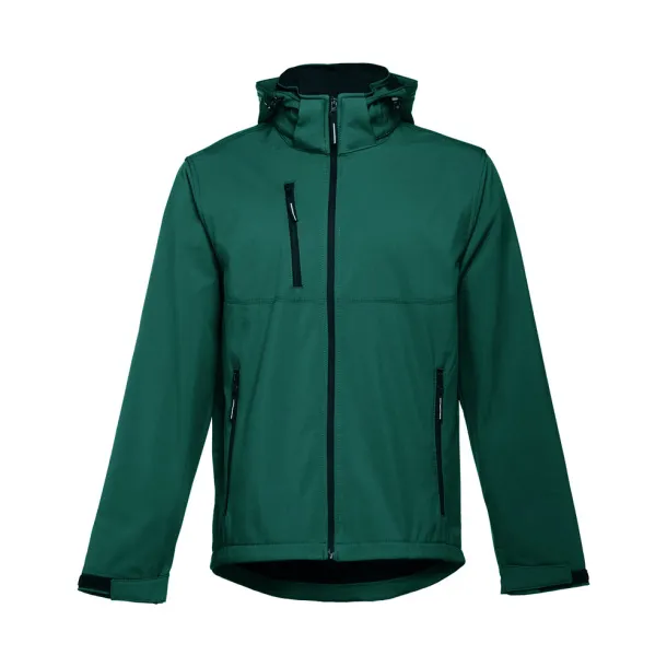 ZAGREB Men's softshell with removable hood Dark green