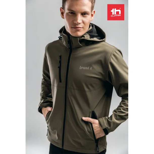 ZAGREB Men's softshell with removable hood Army green