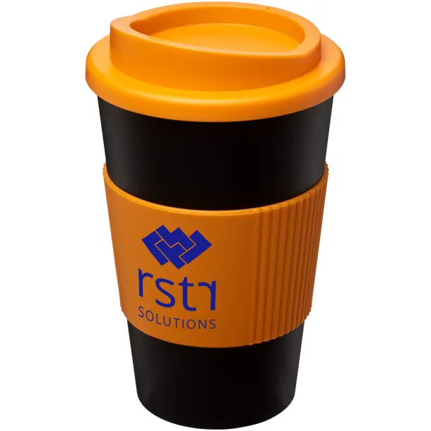 Americano® 350 ml insulated tumbler with grip Solid black Orange