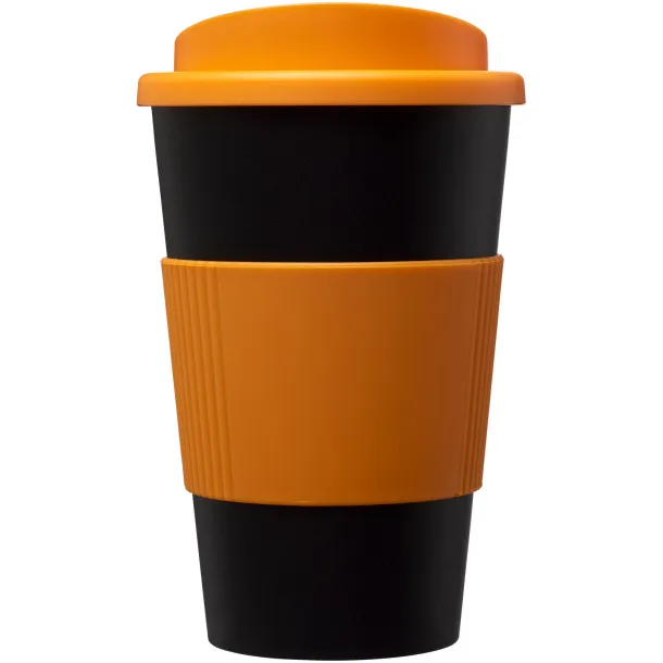 Americano® 350 ml insulated tumbler with grip Solid black Orange