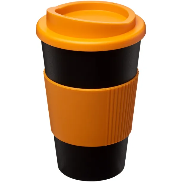 Americano® 350 ml insulated tumbler with grip Solid black Orange