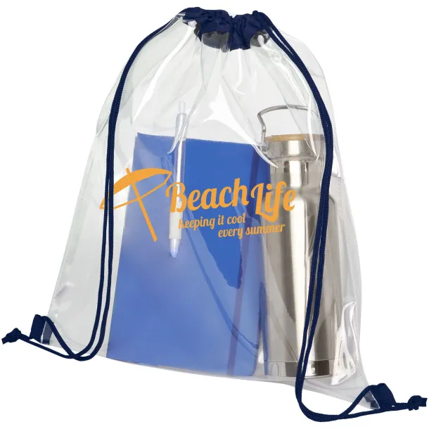 Lancaster transparent drawstring backpack Navy Blue White