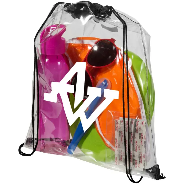 Lancaster transparent drawstring backpack Solid black White