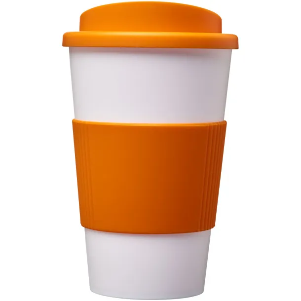 Americano® 350 ml insulated tumbler with grip - Unbranded White Orange