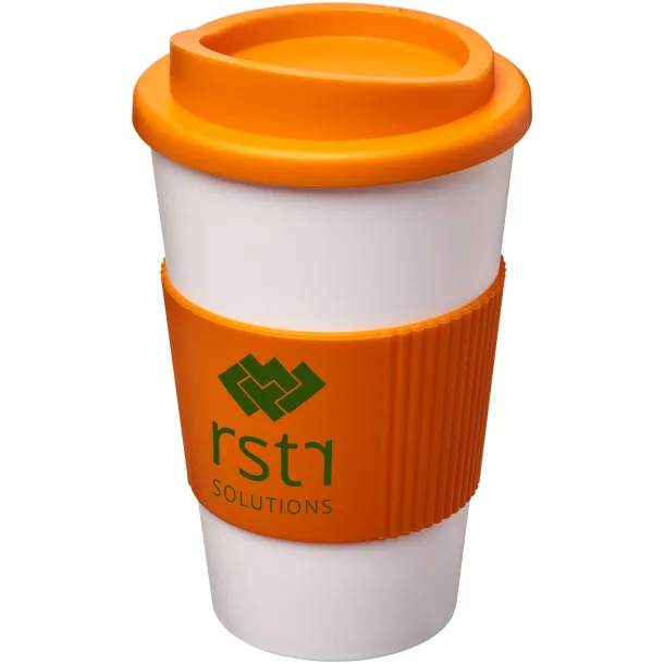 Americano® 350 ml insulated tumbler with grip White Orange