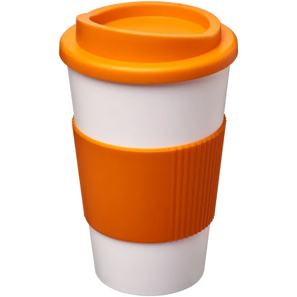 Americano® 350 ml insulated tumbler with grip - Unbranded White Orange