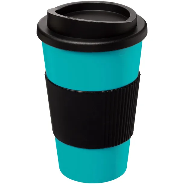 Americano® 350 ml insulated tumbler with grip - Unbranded Aqua blue Solid black