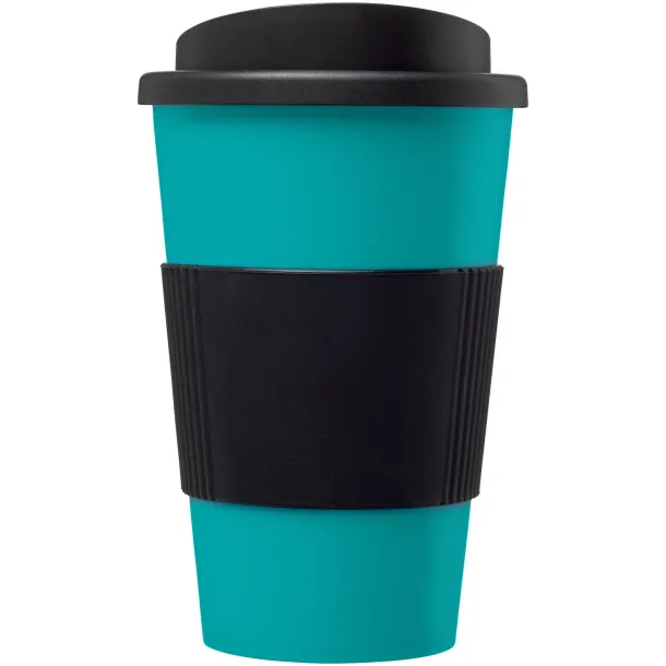 Americano® 350 ml insulated tumbler with grip - Unbranded Aqua blue Solid black