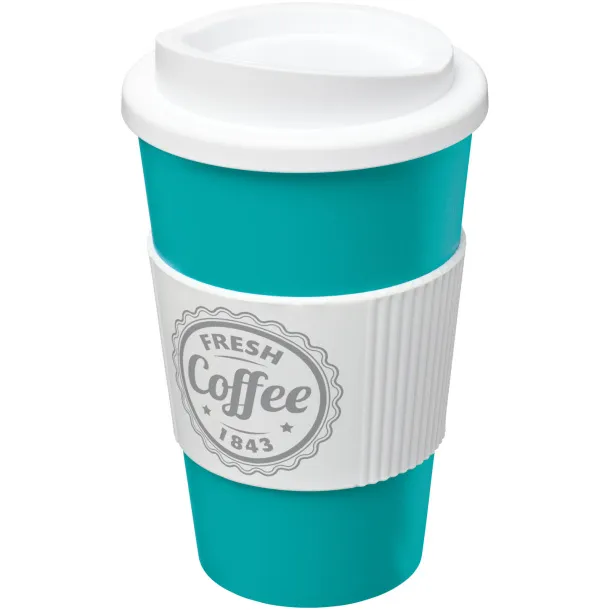 Americano® 350 ml insulated tumbler with grip - Unbranded Aqua blue White