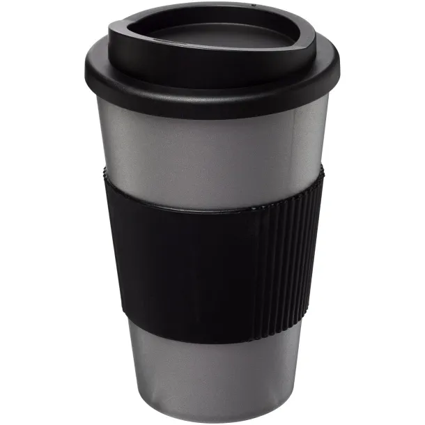 Americano® 350 ml insulated tumbler with grip Silver Solid black