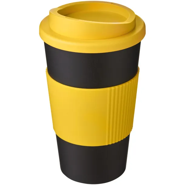 Americano® 350 ml insulated tumbler with grip Solid black Yellow