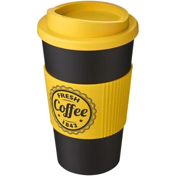 Americano® 350 ml insulated tumbler with grip Solid black Yellow