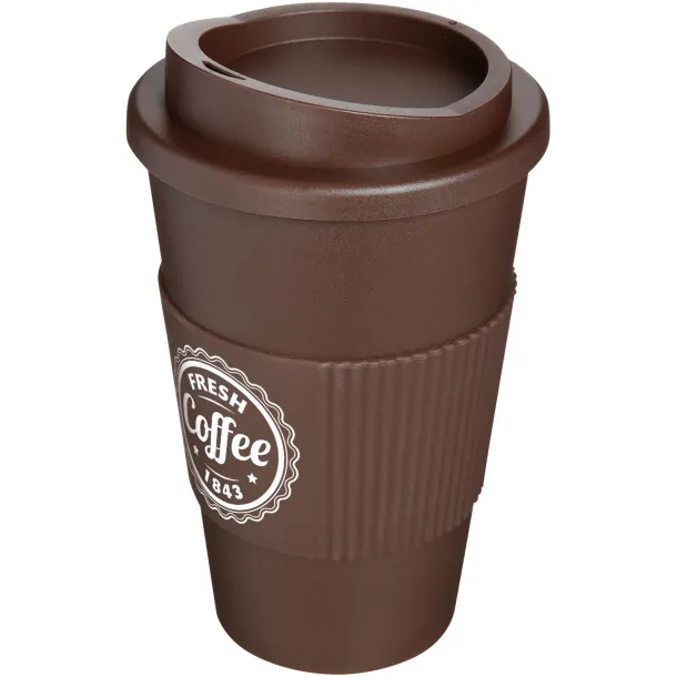 Americano® 350 ml insulated tumbler with grip Brown