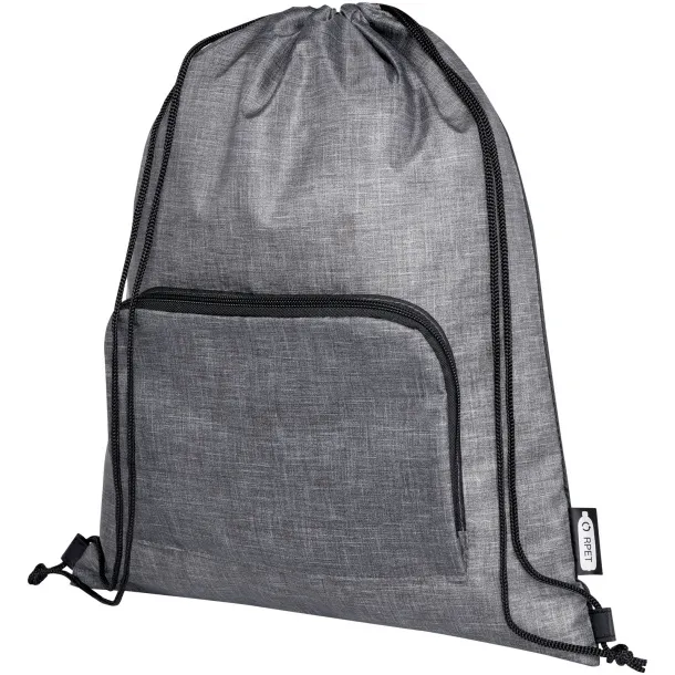 Ash GRS recycled foldable drawstring bag 7L - Bullet Heather grey Solid black