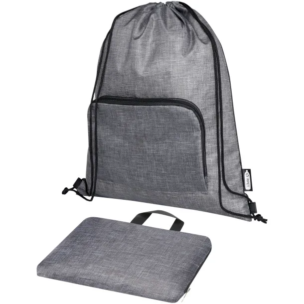 Ash GRS recycled foldable drawstring bag 7L - Bullet Heather grey Solid black