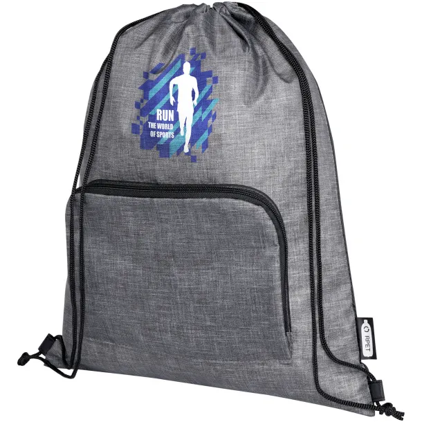 Ash GRS recycled foldable drawstring bag 7L - Bullet Heather grey Solid black