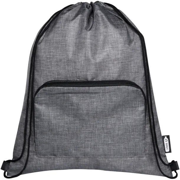 Ash GRS recycled foldable drawstring bag 7L - Bullet Heather grey Solid black