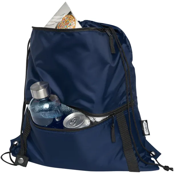 Adventure recycled insulated drawstring bag 9L Navy Blue