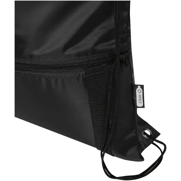 Adventure recycled insulated drawstring bag 9L Solid black