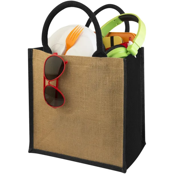 Chennai jute tote bag Natural Solid black