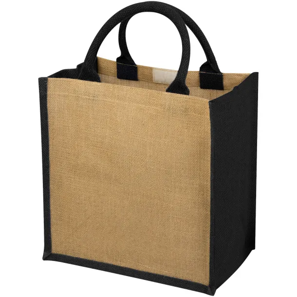 Chennai jute tote bag Natural Solid black