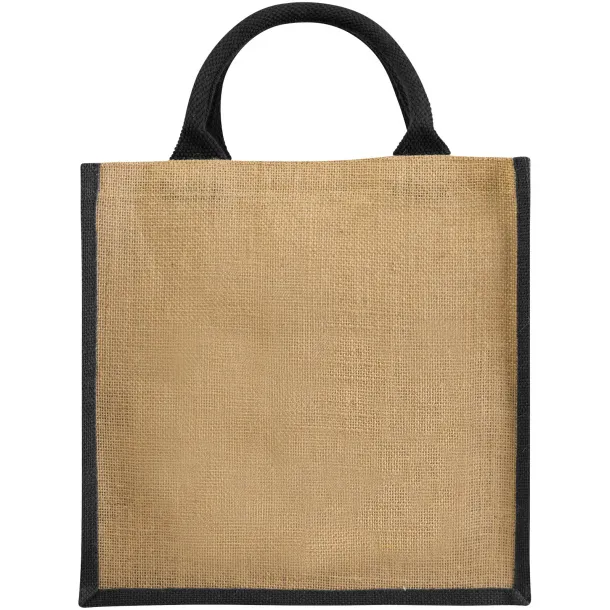 Chennai jute tote bag Natural Solid black