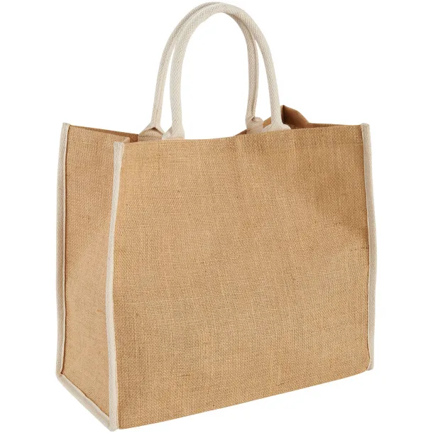 Harry coloured edge jute tote bag Natural White